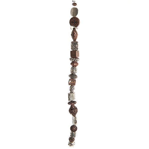 Fashion strung beads, copper, rhodium