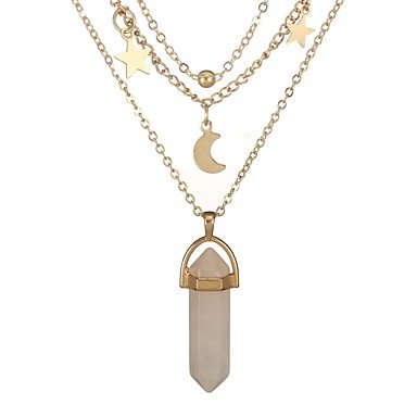 Woman crystal pendant necklace layered necklace vintage necklace jewelry crescent moon