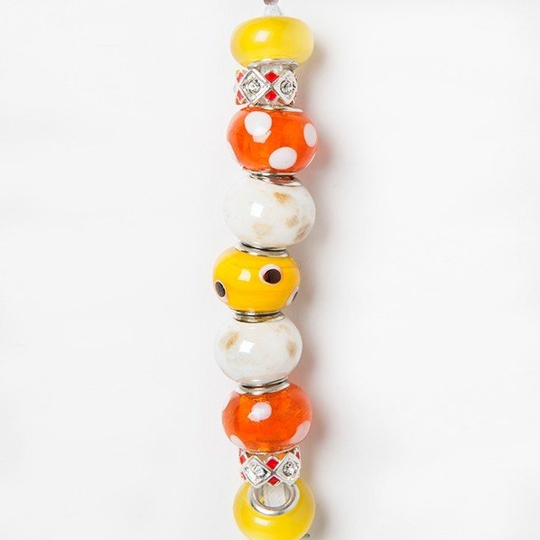 Fashion strung beads, yellow-orange - 9PC