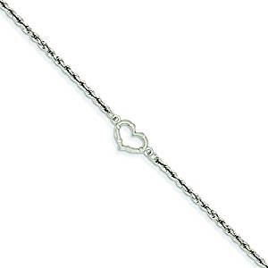 White stainless steel wire rope heart anklet jewelry