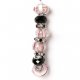 Fashion strung beads, pink black, 9PC