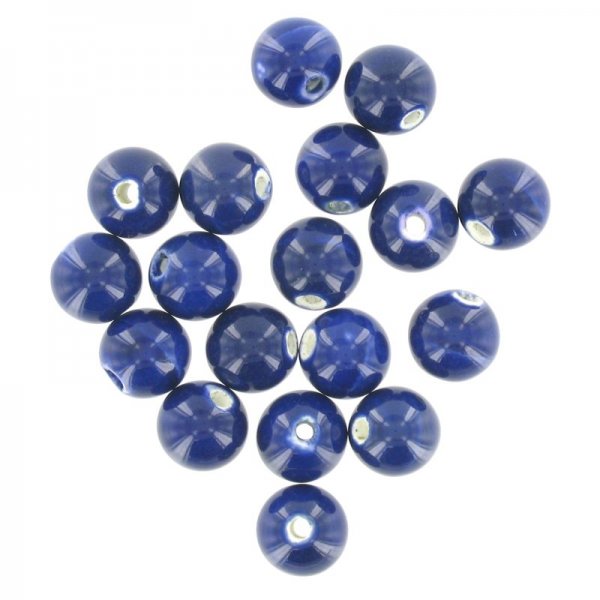 Medium dark blue ceramic beads round