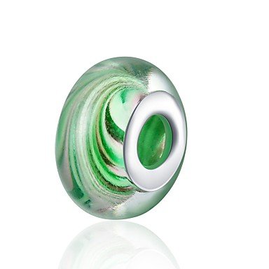 DIY jewelry glass beads green camouflage color silver ball 1.5 cm DIY bracelets necklaces