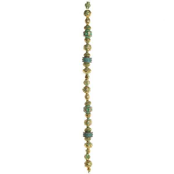 Fashion strung beads, gold and blue