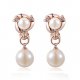 Woman clip earrings pearl, pearl, imitation pearls, cubic zirconia silver, titanium steel Rose