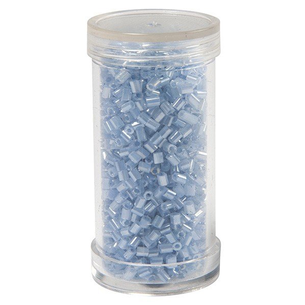 Bugle beads, pearl blue - 2.5 mm