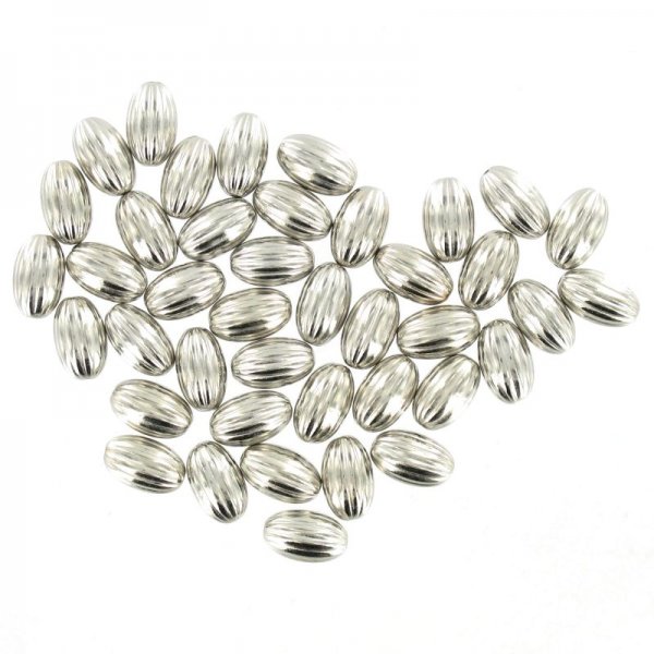 Plastic media flute elliptical beads silver 100 g