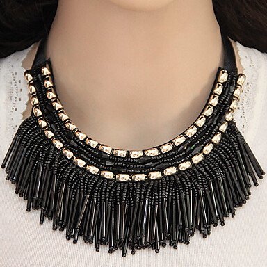 Female beaded tassel collar necklace resin necklace multicolor