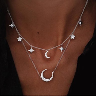 Sun Moon Star layered necklace women necklace elegant fashion jewelry