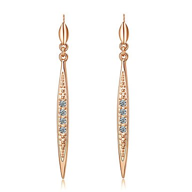 Women crystal earrings, zircon silver, titanium steel Rose