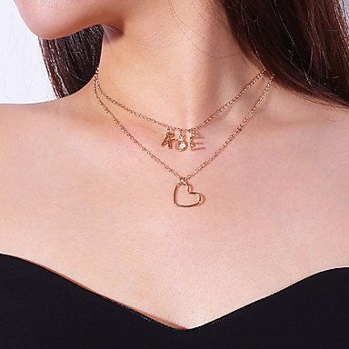 Women layered crystal monogram necklace wrapped necklace heart necklace jewelry simple and stylish