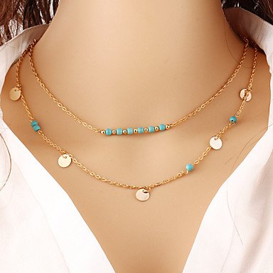 Women wrapped turquoise necklace turquoise necklace layered retro fashion jewelry necklace