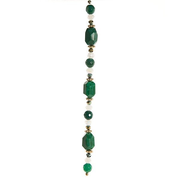 Fashion strung beads, emerald shaped stone