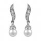 Women crystal earrings, pearls, imitation pearls, cubic zirconia silver, titanium steel Rose