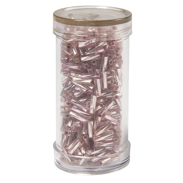 Bugle beads, soft pink - 12 mm