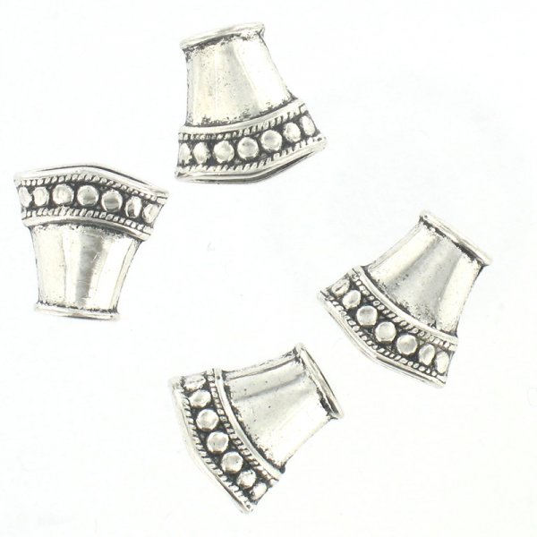 Silver oval beads cap 4 off 16 mm