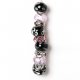 Fashion strung beads, pink black crystal 9PC