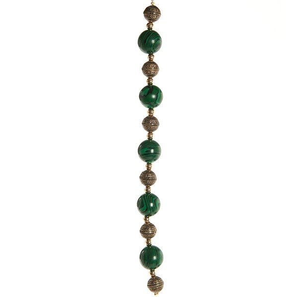 Fashion strung beads, dark green malachite stone