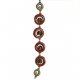 Fashion strung beads, dark green red button