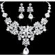 Women's Cubic Zirconia Jewelry Set Pendant Necklace Earrings Bib Drop Statement Lady Square Double Fashion Elegant Cubic Zirconi