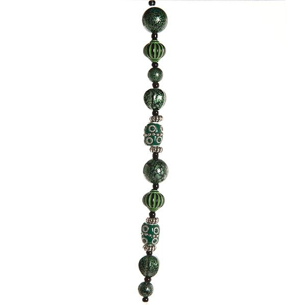 Fashion strung beads, dark green pumpkin