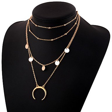 Women layered necklace crescent moon necklace jewelry simple and elegant