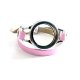 Magnetic plain watch locket is 8mm PU leather wrap bracelet memory floating charm DIY jewelry pink