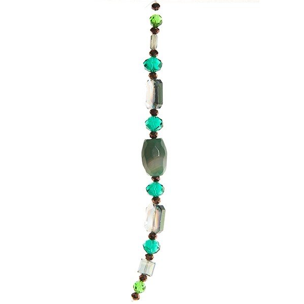 Fashion strung beads, dark green irregular