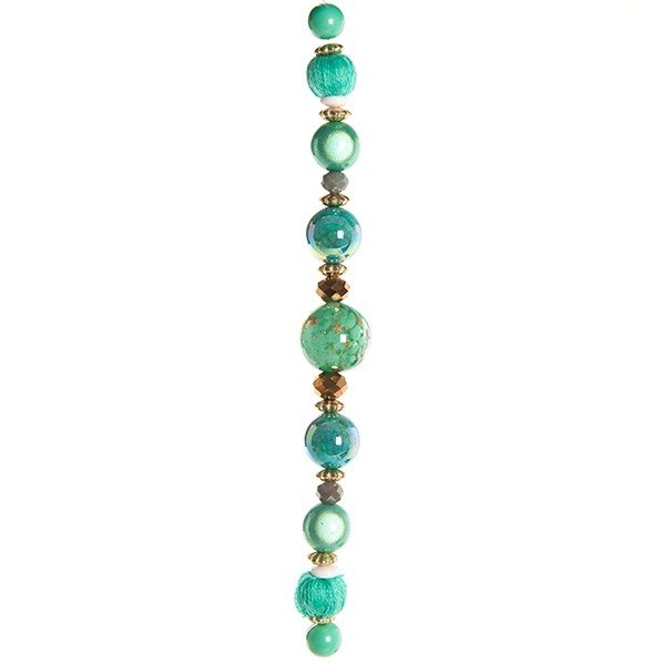 Fashion strung beads, turquoise cotton cover