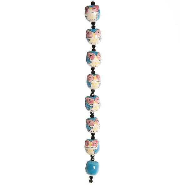 Fashion strung beads, blue Owl