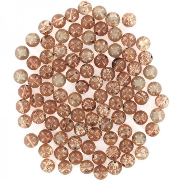 Light brown glass beads crack