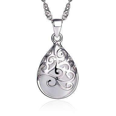 Synthetic female egg stone beads necklace sterling silver fashion jewelry necklace