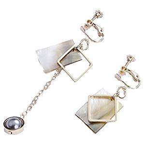 Asymmetric rectangular shell earrings