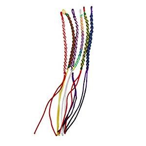 Colorful hand-woven threads of friendship bracelet sent at random