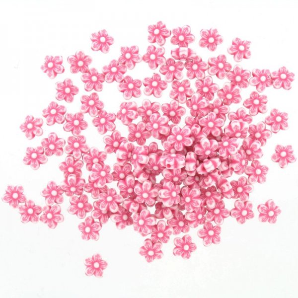 Plastic pink flower beads pink 100 g