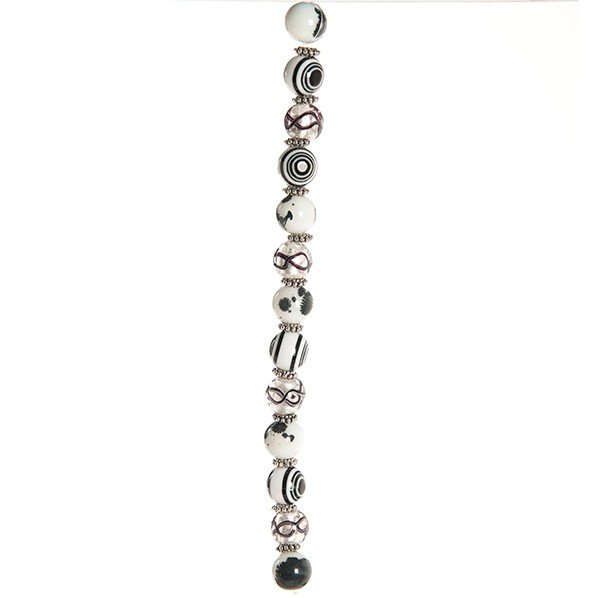 Fashion strung beads, black and white beads