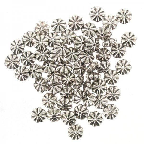 Star small round plastic beads antique silver 100 g