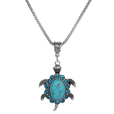 Woman crystal pendant necklace, loose stone turtle, animal women, simple, fashion jewelry turquoise necklace