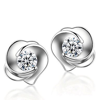 Women Zircon stud earrings, sterling silver, zircon, cubic zirconia Silver Moon luxurious wedding