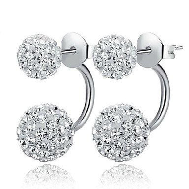 Female diamond stud earrings, sterling silver, crystal, cross classic, stylish silver wedding