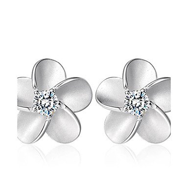 Women Zircon stud earrings, sterling silver, crystal, silver zirconium wedding fashion