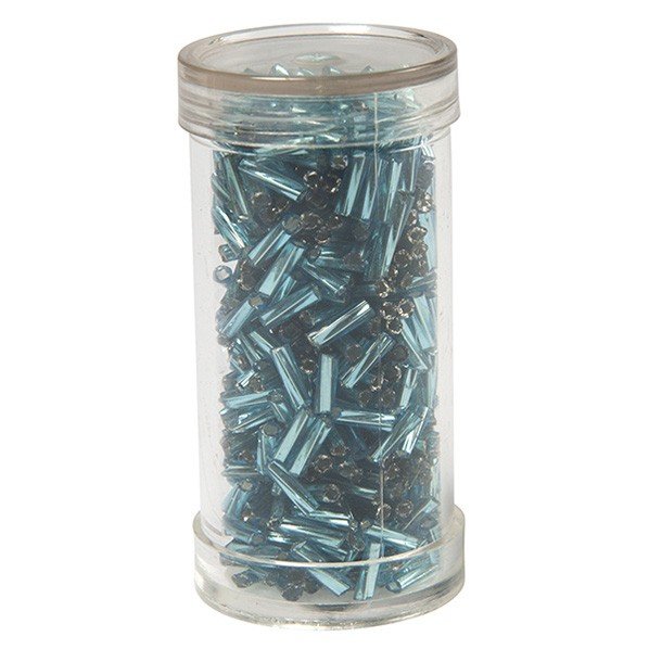 Bugle beads, blue sky - 12 mm