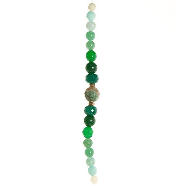 Fashion strung beads, graded green