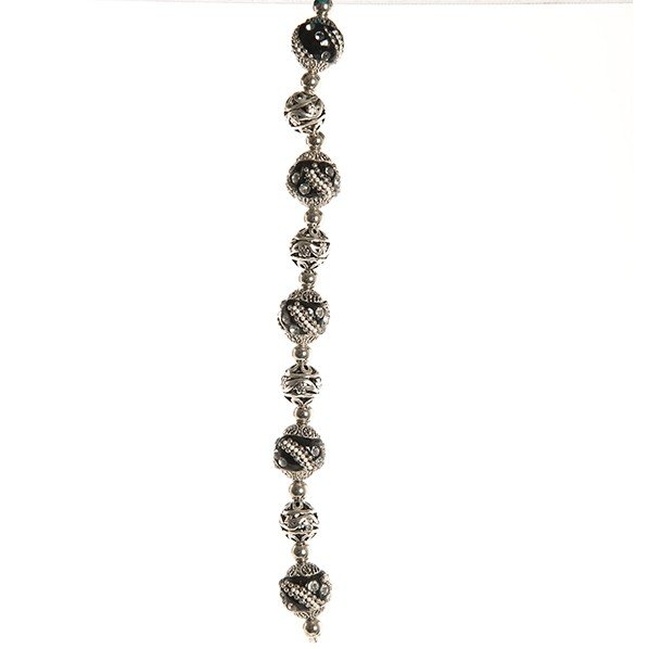 Fashion strung beads, black anti-rhodium