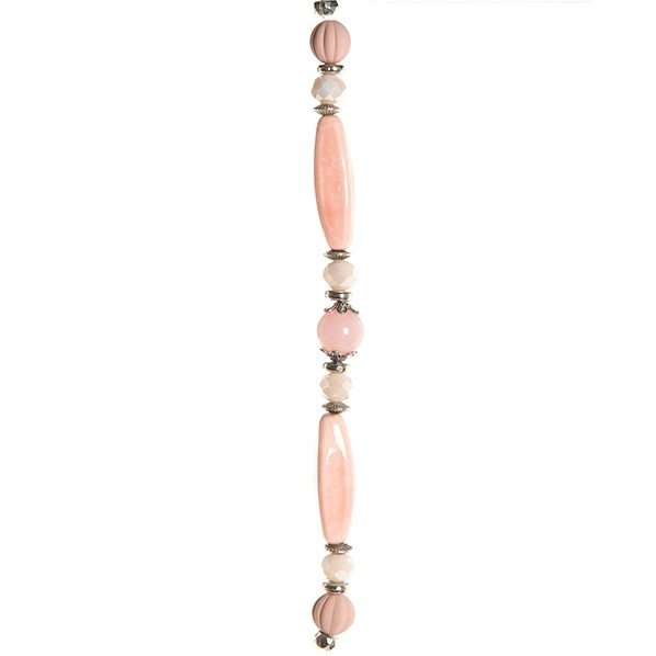 Fashion strung beads, pink rectangle