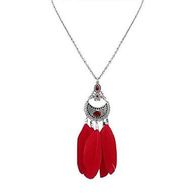 Feather pendant necklace retro fashion jewelry necklace