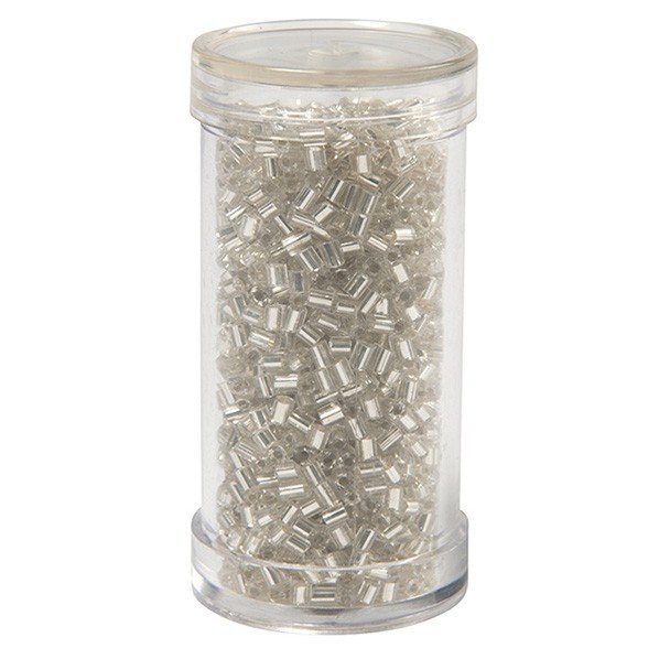 Bugle beads, Clear-2.5 mm